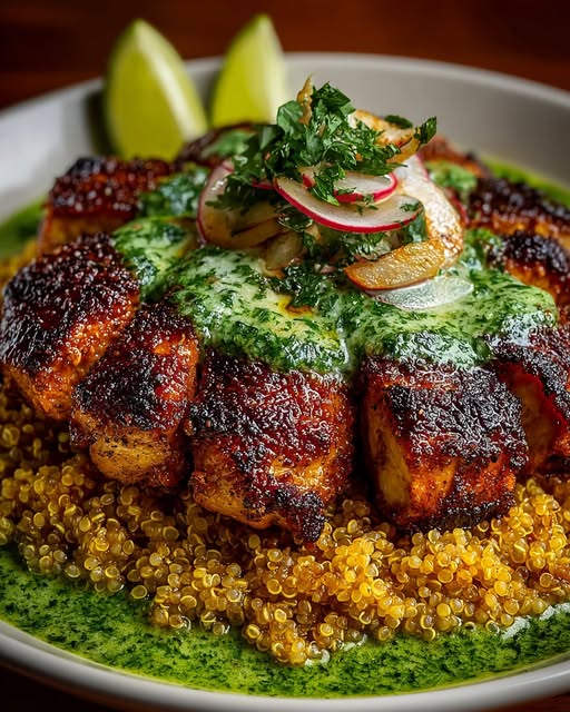 Peruvian Chicken and Quinoa with Spicy Green Sauce Recipe