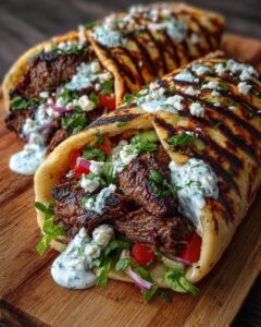 Home 1 Greek Beef Wraps with Cucumber Feta Sauce Recipe