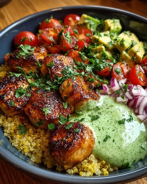 Peruvian Chicken and Quinoa Bowl with Green Sauce Recipe 4 Peruvian Chicken and Quinoa Bowl with Green Sauce Recipe - Recipe Image