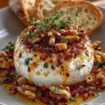 Burrata Bomb with Hot Honey & Toasted Walnut Crunch Recipe