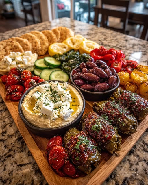 Greek Party Platter with Garlic Feta Dip Recipe 5 Greek Party Platter with Garlic Feta Dip Recipe - Recipe Image