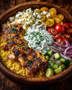 uscous Bowl with Lemon Feta Yogurt Sauce Recipe