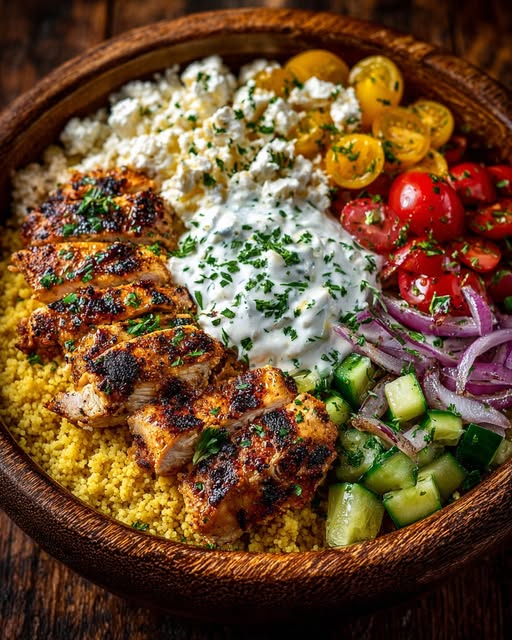 uscous Bowl with Lemon Feta Yogurt Sauce Recipe - Recipe Image