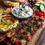 Greek Chicken Souvlaki Grazing Board with Feta Dip Recipe