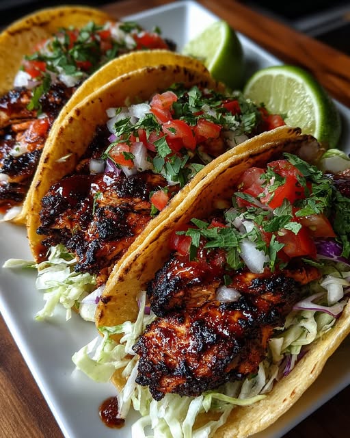 Garlic Butter Honey BBQ Chicken Tacos Recipe