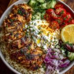 Greek Chicken Gyro Bowl with Spicy Garlic Feta Recipe