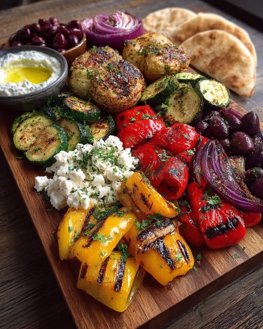 Mediterranean Tapas Board with Roasted Veggies and Feta Recipe