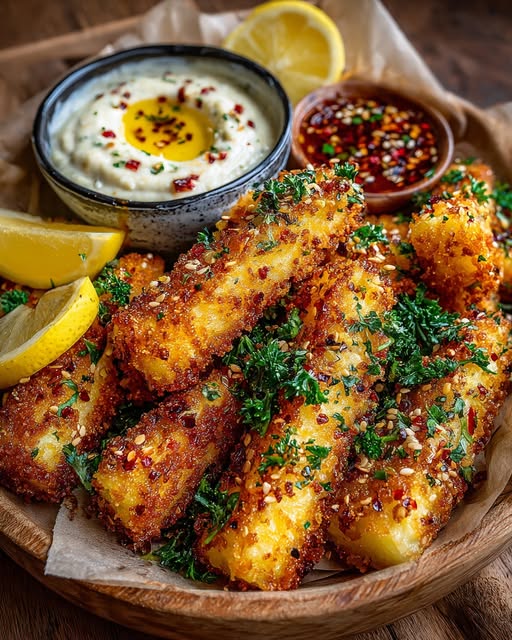Maple-Glazed Halloumi Fries with a Lemon-Tahini Dip Recipe