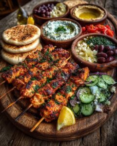 Home 2 Mediterranean Chicken Skewers with Mezze Tray Recipe