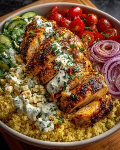 scous Bowl with Garlic Feta Yogurt Sauce Recipe