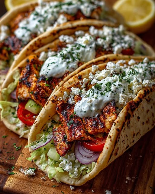 Greek Chicken Wraps with Garlic Yogurt Sauce Recipe - Recipe Image