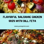 Balsamic Chicken Orzo with Roasted Veggies & Dill Feta Recipe