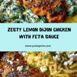Lemon Dijon Chicken Orzo with Spinach & Feta Yogurt Sauce Recipe