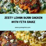 Lemon Dijon Chicken Orzo with Spinach & Feta Yogurt Sauce Recipe