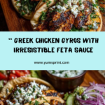 Greek Chicken Gyros with Honey Charred Onion Feta Sauce Recipe