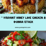Honey Lime Chicken & Avocado Quinoa Stack with Yogurt Sauce Recipe