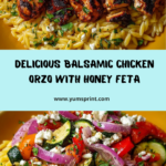 Balsamic Chicken Orzo with Roasted Veggies & Honey Feta Recipe