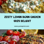 Lemon Dijon Chicken Orzo Bowl with Dill Feta Yogurt Sauce Recipe