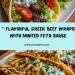 Greek Beef Wraps with Minted Feta Sauce Recipe