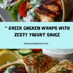 Greek Chicken Wraps with Dill Lemon Garlic Yogurt Sauce Recipe