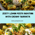 Lemon Pesto Rigatoni with Burrata & Roasted Pine Nuts Recipe