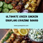 Greek Chicken Souvlaki Grazing Board with Garlic Feta Dip Recipe
