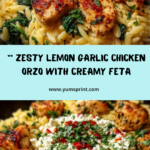 Lemon Garlic Chicken Orzo with Garlic Whipped Feta Recipe
