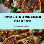 Greek Lemon Chicken Pita Wraps with Dill Garlic Feta Sauce Recipe