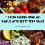 Greek Chicken Souvlaki Bowls with Spicy Lemon Feta Sauce Recipe