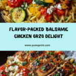 Balsamic Chicken Orzo with Roasted Veggies & Creamy Feta Recipe