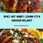 Place the crispy chicken on a serving plate and drizzle generously with the spicy hot honey lemon feta sauce Recipe