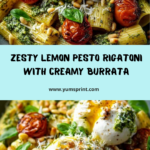 Lemon Pesto Rigatoni with Burrata & Roasted Pine Nuts Recipe