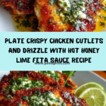 Plate crispy chicken cutlets and drizzle with hot honey lime feta sauce Recipe