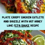 Plate crispy chicken cutlets and drizzle with hot honey lime feta sauce Recipe