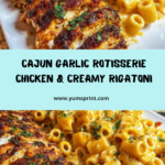Plate the creamy rigatoni and serve the Cajun garlic butter rotisserie chicken alongside it Recipe
