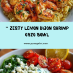 Lemon Dijon Shrimp Orzo Bowl with Lemon Feta Yogurt Sauce Recipe