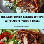 Greek Chicken Wraps with Spicy Lemon Garlic Yogurt Sauce Recipe