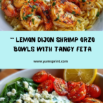 Lemon Dijon Shrimp Orzo Bowl with Lemon Feta Yogurt Sauce Recipe