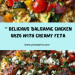 Balsamic Chicken Orzo with Roasted Veggies & Creamy Feta Recipe