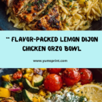 Lemon Dijon Chicken Orzo Bowl with Dill Whipped Feta Recipe
