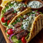 Greek Lemon Steak Pita Wraps with Creamy Dill Feta Sauce Recipe