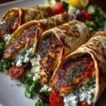Greek Lemon Chicken Pita Wraps with Dill Garlic Feta Sauce Recipe