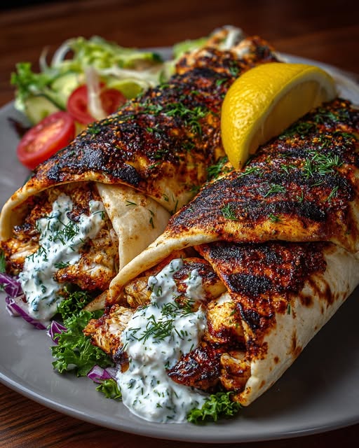 Greek Grilled Chicken Wraps with Garlic Yogurt Sauce Recipe 6 Greek Grilled Chicken Wraps with Garlic Yogurt Sauce Recipe - Recipe Image