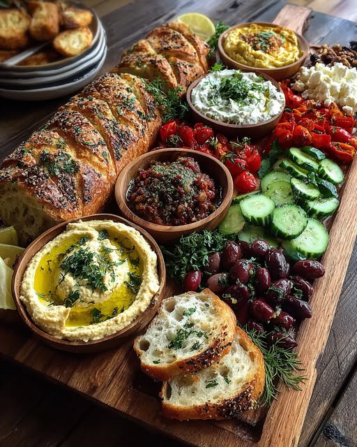 Rustic Mediterranean Bread and Dip Board Recipe