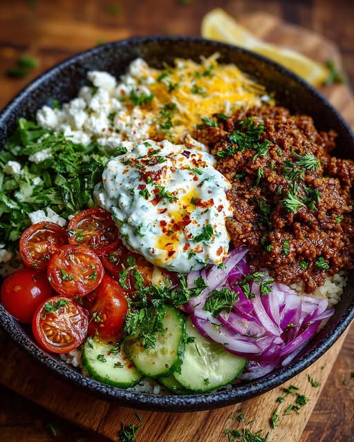 f Bowl with Spicy Lemon Honey Feta Cream Recipe