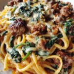 Creamy Ground Beef Spinach Linguine Recipe