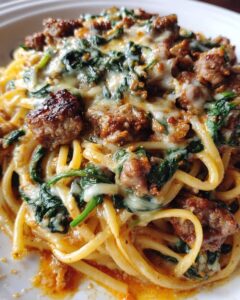 Creamy Ground Beef Spinach Linguine Recipe