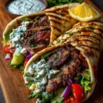 Greek Grilled Lamb Wraps with Garlic Yogurt Sauce Recipe
