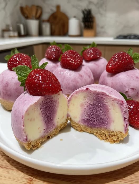 Keto Mini Strawberry Cheesecake Domes Recipe - Recipe Image