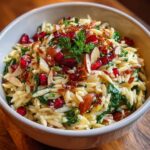 Spinach and Orzo Salad with Pomegranate and Almonds Recipe
